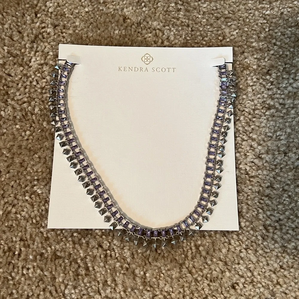Kendra Scott Oscar Necklace silver lilac purple stones crystal jewelry